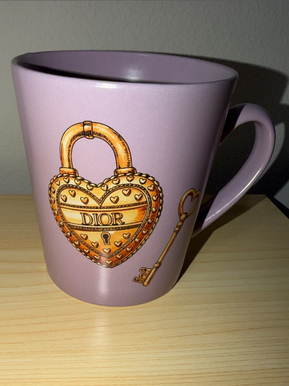 Dior Lavender Mug with Gold Heart Lock Motif